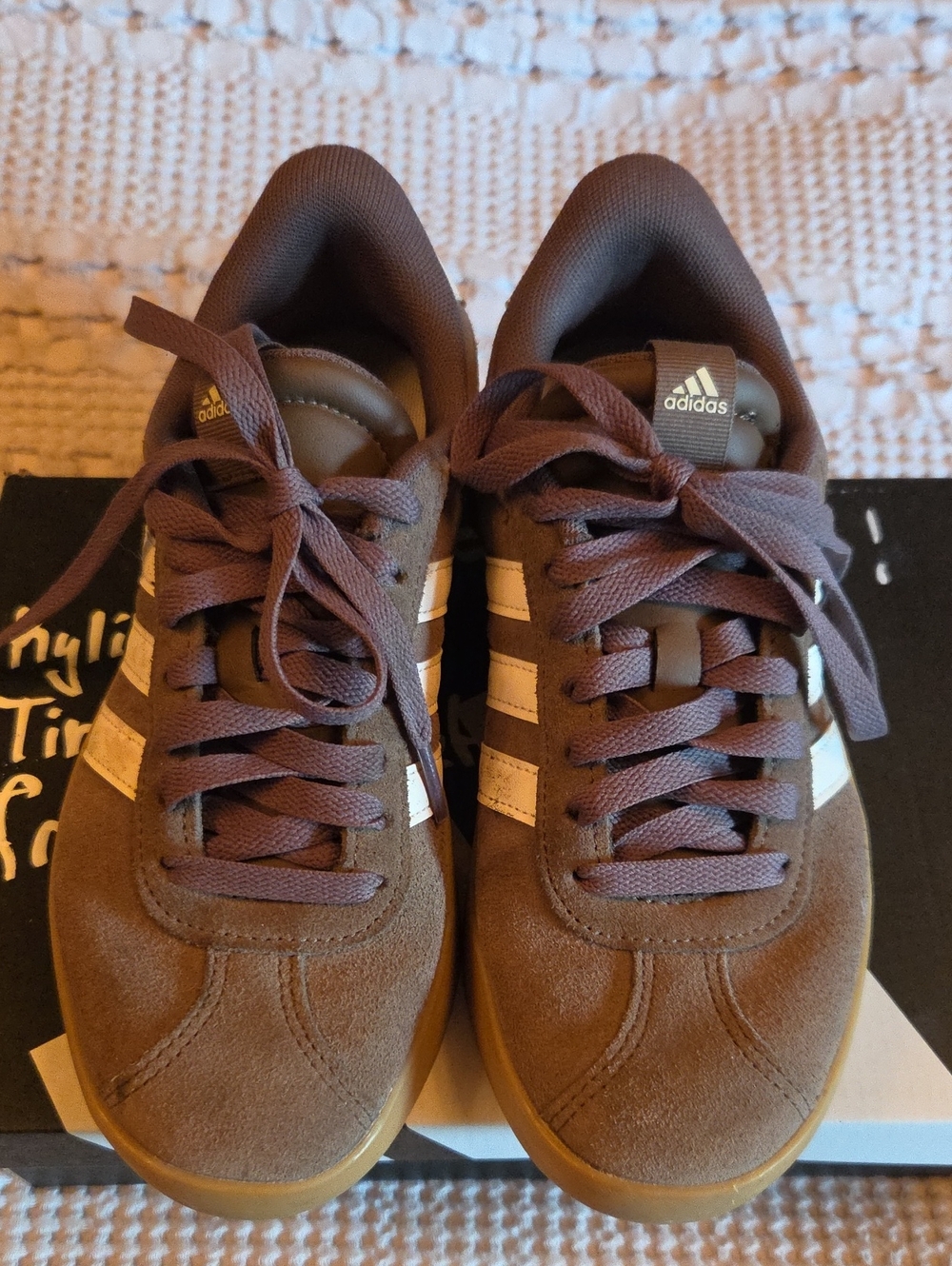 adidas Brown Suede Sneakers with White Stripes